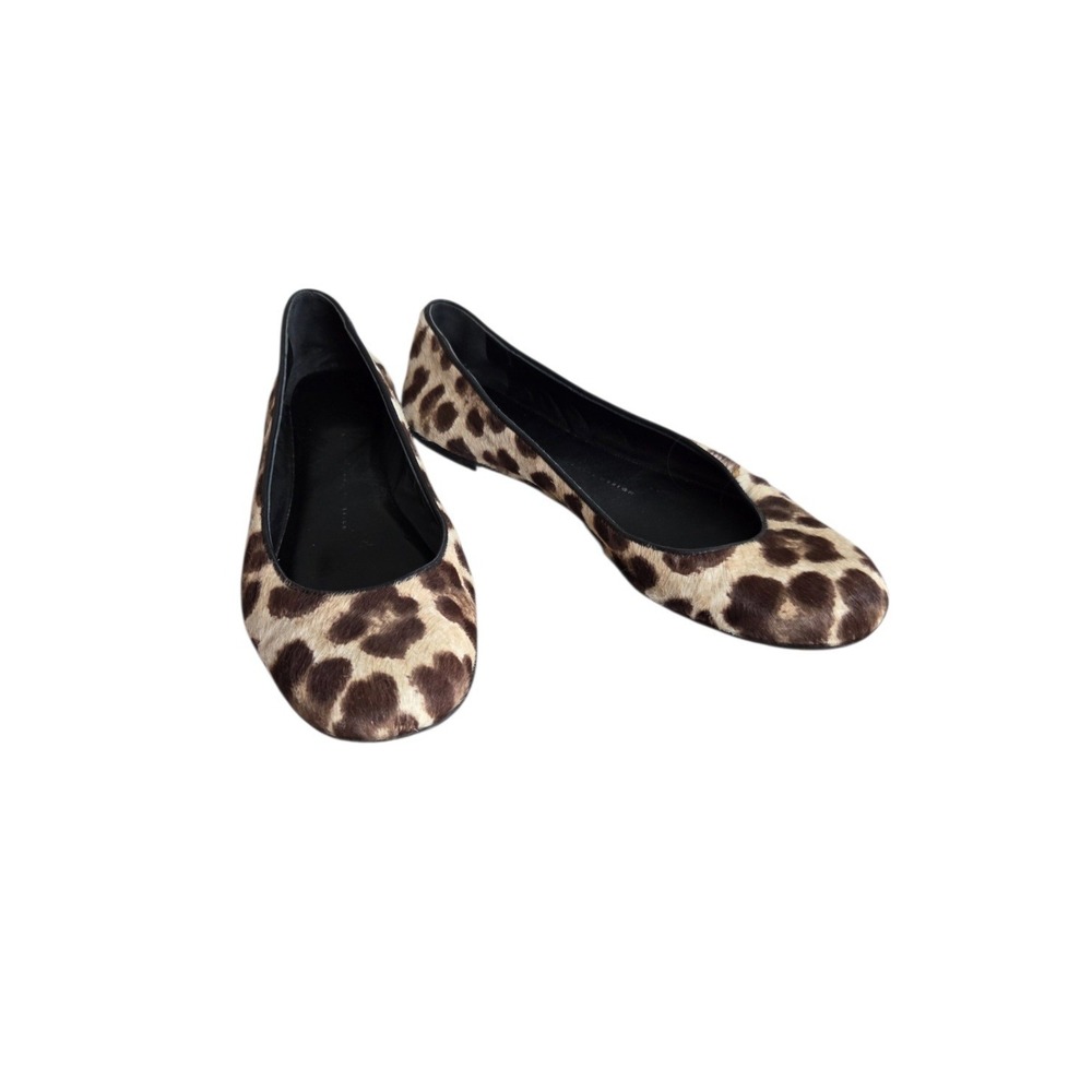Giuseppe Zanotti Leopard Calf Hair Ballet Flats Womens 8.5 Brown Italy Slip On